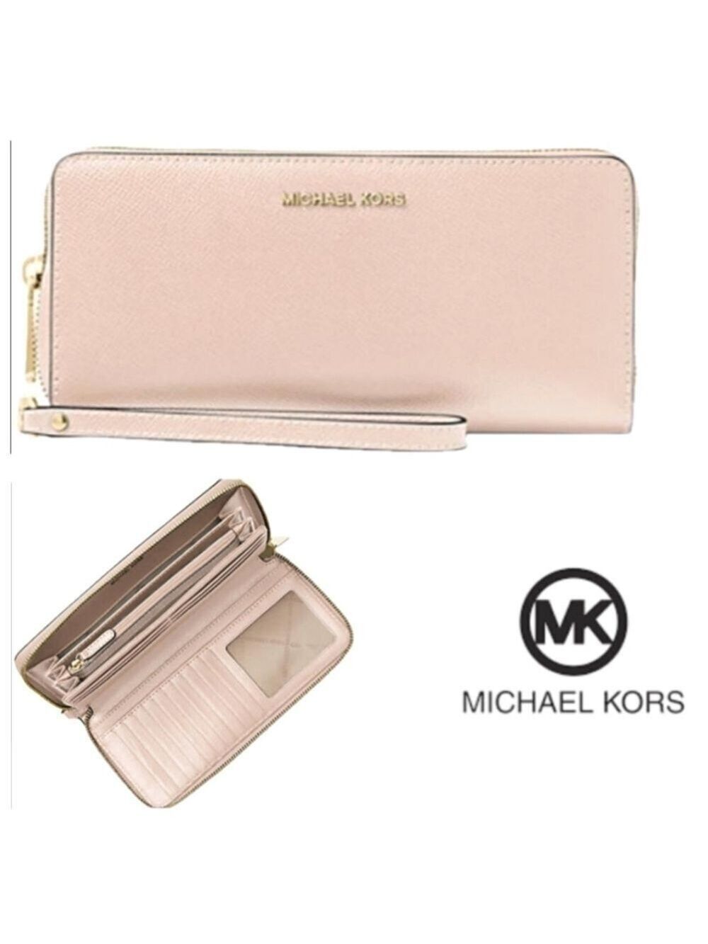 Micheal Kors Jet Set Travel Large Pebbled Leather Continental Wallet